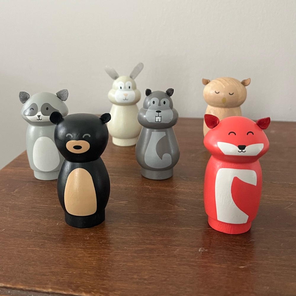 Hearth & Hand Wooden Toy Animal Figurine Set 6 piece Woodland Forest Animals